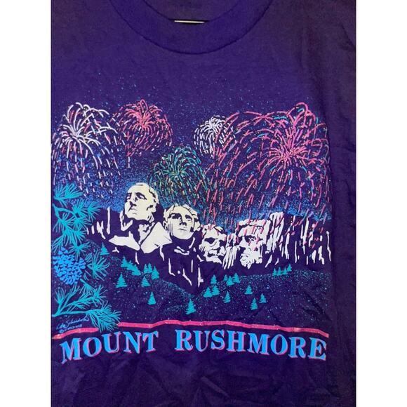 Vintage Mount Rushmore Shirt Firework Purple Graphic Tee 1990s VTG 90s Medium - Picture 2 of 13
